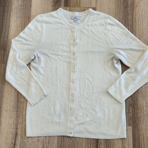 Croft & Barrow Women's Medium White Ivory Cardigan Sweater Button Front